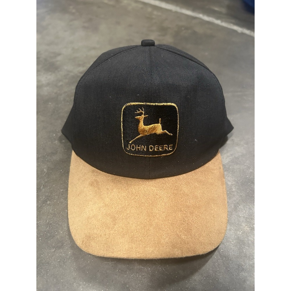 Vintage 90s John Deere Logo Hat K Products Brand Suede Brim USA Made Outdoor